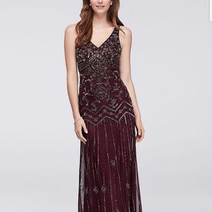 ART DECO BEADED V-NECK SHEATH GOWN